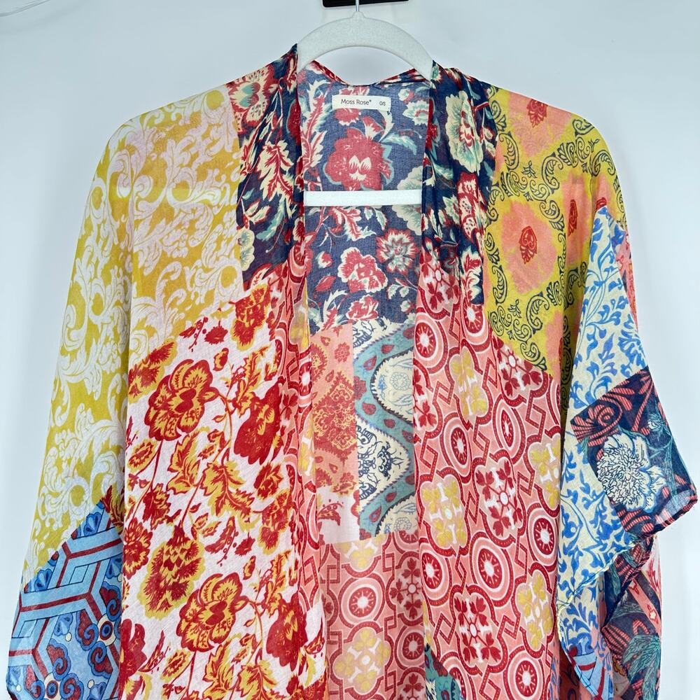Moss Rose Womens Kimono Cover Up Gauze Cotton Colorful Summer Boho Festival - Picture 5 of 8